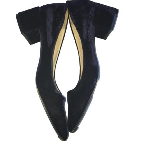 🌷Zara Midnight Blue Velvet Chunky Heel Pump 39🌷 - Picture 7 of 13